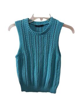 Dunnes Stores  Sleeveless Knit  Sweater Vest  Tank Top turquoise Size Small